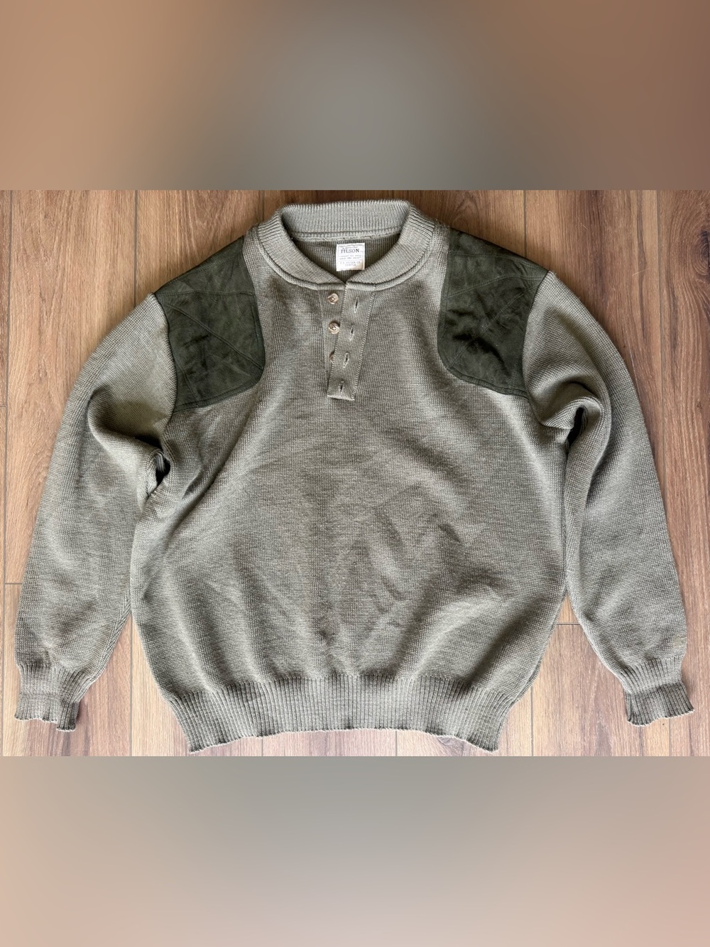 C.C. Filson Style 714 Virgin Wool Sweater Large Made in USA Green Shooting